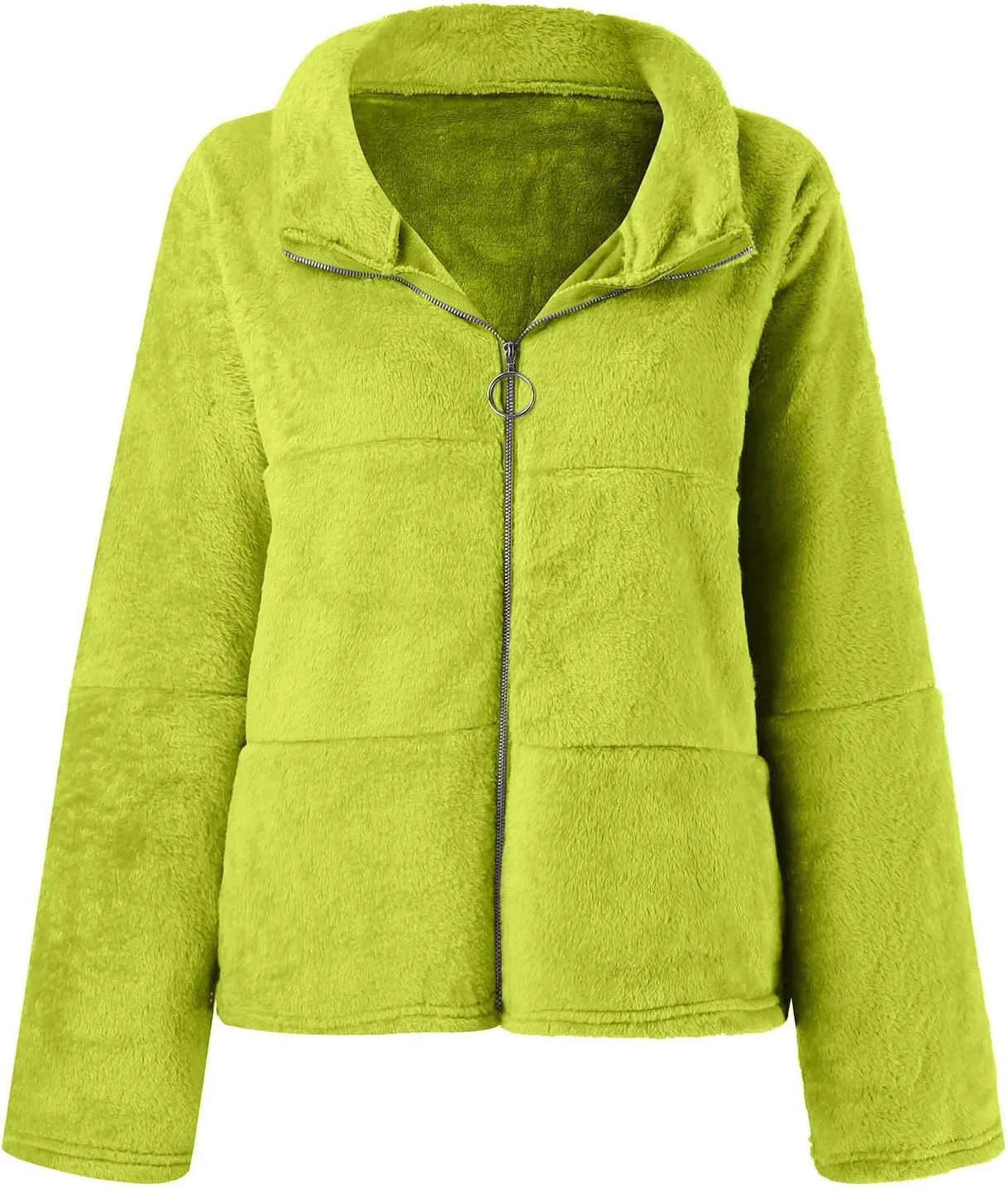 2023 Women's Winter Coats Fleece Warm Jacket Long Sleeve Open Front Cardigan Zip Up Shaggy Soft Outerwear Clothes
