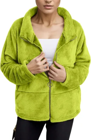 2023 Women's Winter Coats Fleece Warm Jacket Long Sleeve Open Front Cardigan Zip Up Shaggy Soft Outerwear Clothes