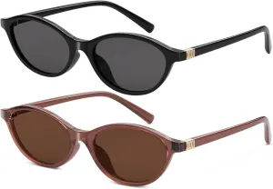 90s Retro Sunglasses for Women Oval Cat Eye Y2K Vintage