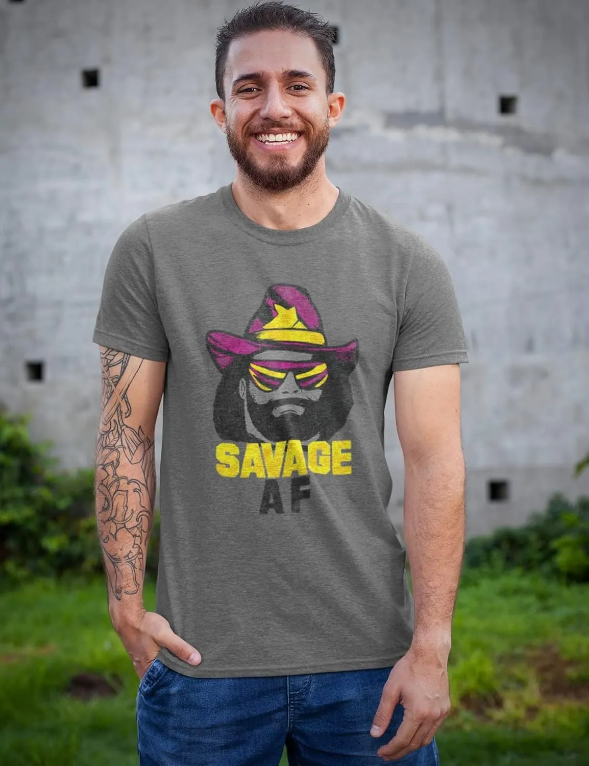 American Classics Macho Man 1980's Heavyweight Wrestler Savage Adult T-Shirt Tee