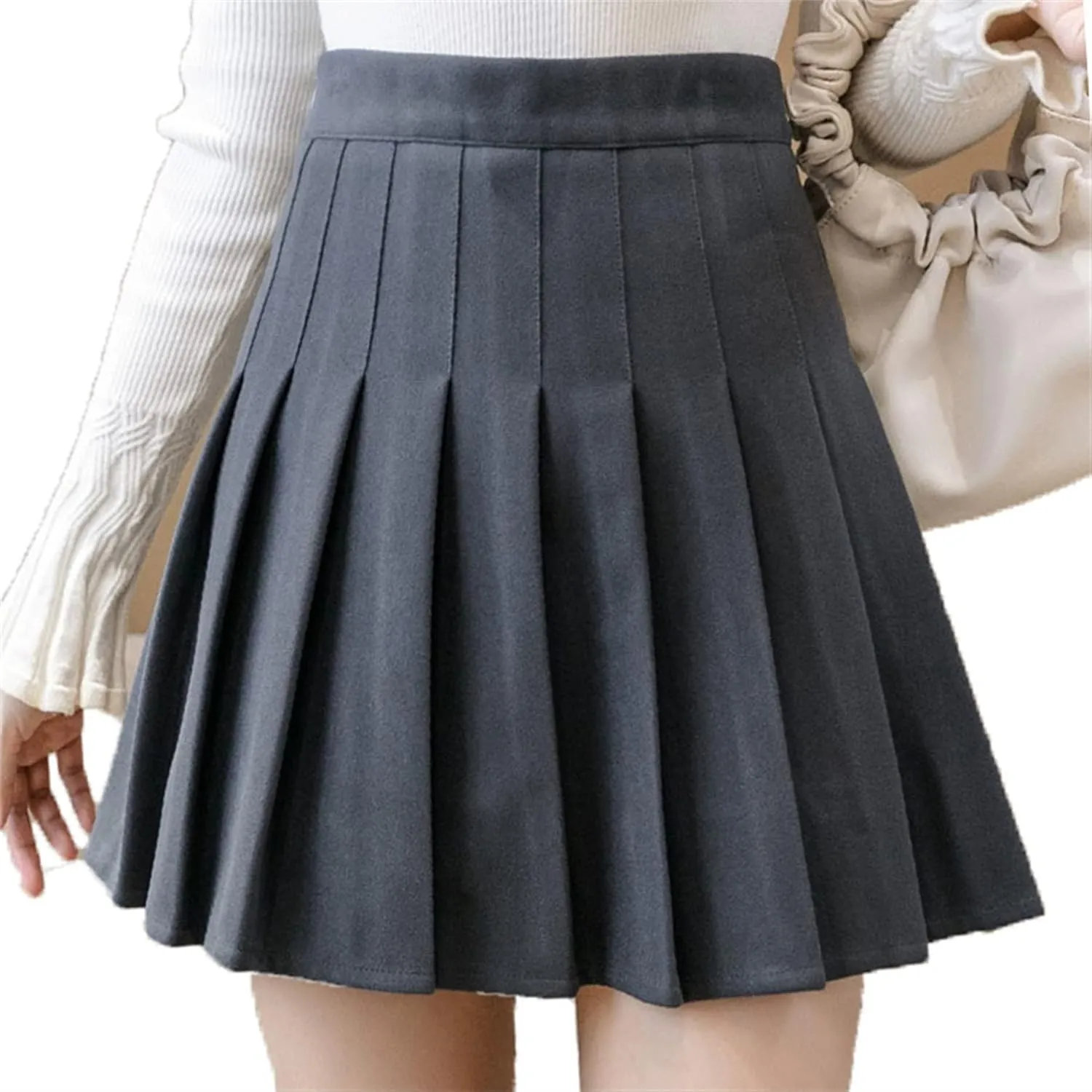 Andongnywell Women's High Waist Pleated Mini Skirt Skater Tennis Skirt with Comfy Casual Stretchy Band Short Skirt