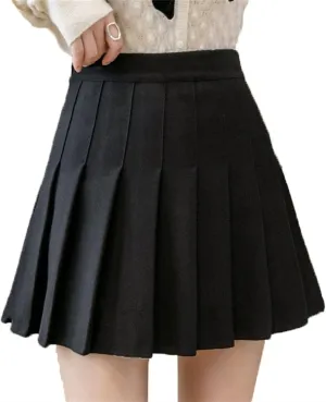 Andongnywell Women's Pleated Skirt High Waist Skater Tennis Skirt with Lining Shorts A-Line School Uniform Mini Skirt