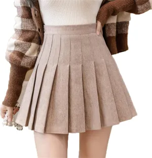 Andongnywell Women's Pleated Skirt High Waist Skater Tennis Skirt with Lining Shorts A-Line School Uniform Mini Skirt
