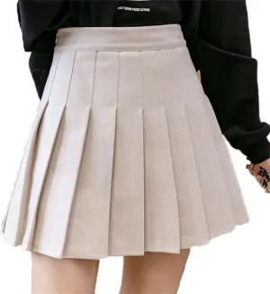 Andongnywell Women's Pleated Skirt High Waist Skater Tennis Skirt with Lining Shorts A-Line School Uniform Mini Skirt
