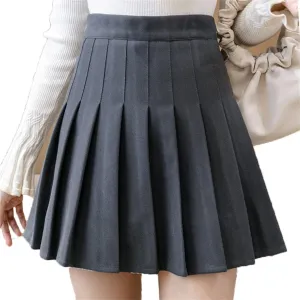 Andongnywell Women's Pleated Skirt High Waist Skater Tennis Skirt with Lining Shorts A-Line School Uniform Mini Skirt