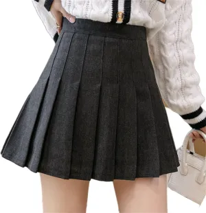 Andongnywell Women's Pleated Skirt High Waist Skater Tennis Skirt with Lining Shorts A-Line School Uniform Mini Skirt