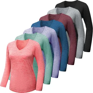 BALENNZ Long Sleeve Workout Shirts for Women V Neck Moisture Wicking Quick Dry Gym Athletic Top Shirts