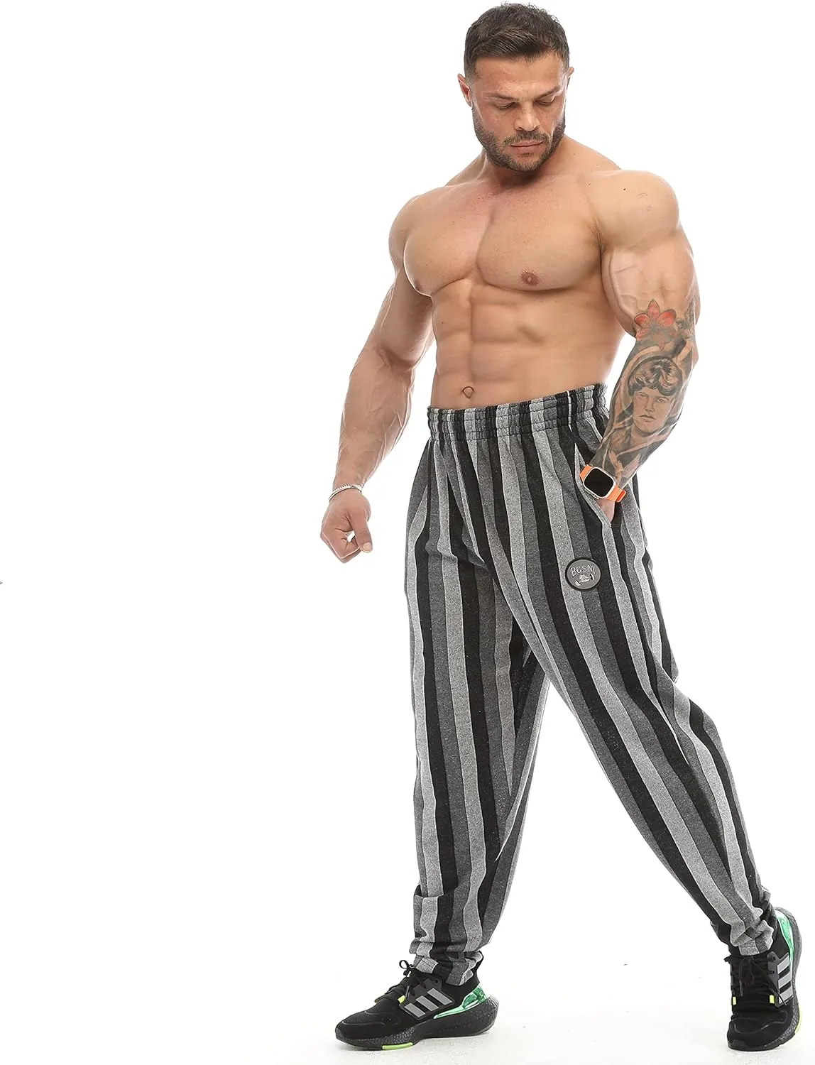 BIG SAM SPORTSWEAR COMPANY Men's Baggy Sweatpants with Pockets, Loose Fit Striped Oldschool Trackpants