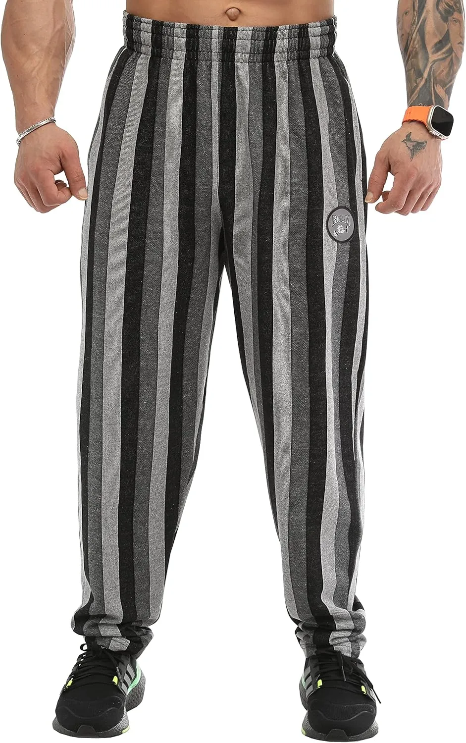 BIG SAM SPORTSWEAR COMPANY Men's Baggy Sweatpants with Pockets, Loose Fit Striped Oldschool Trackpants