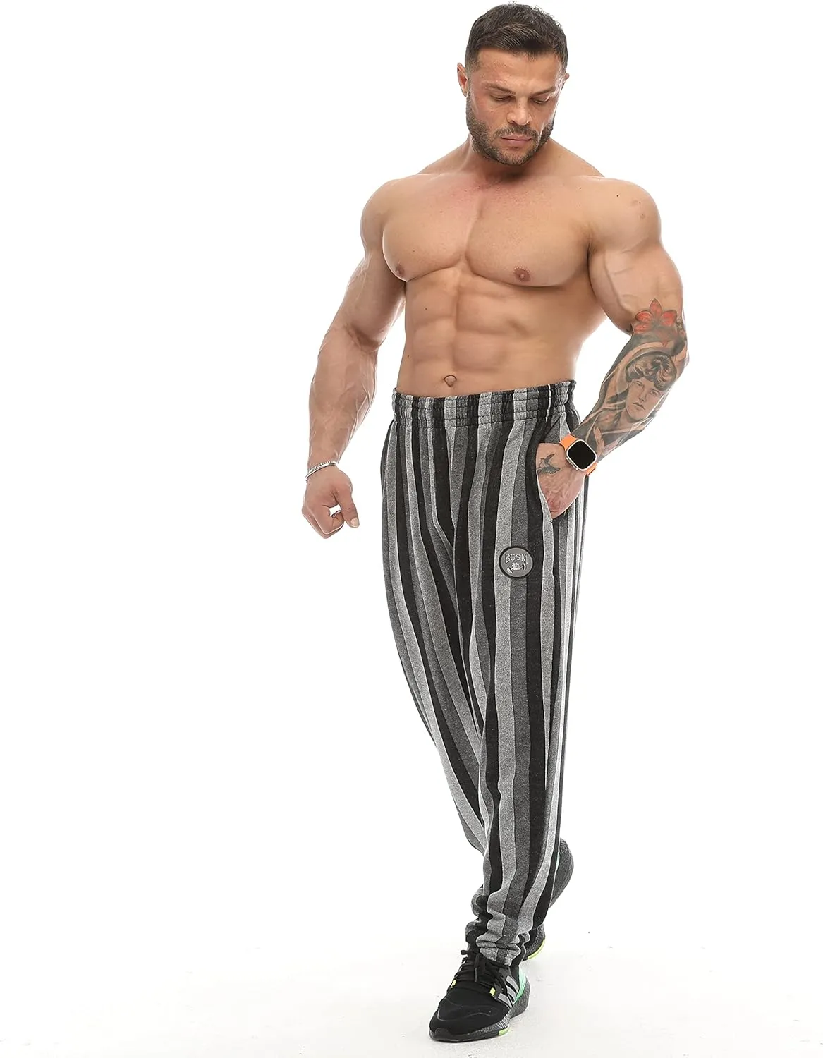 BIG SAM SPORTSWEAR COMPANY Men's Baggy Sweatpants with Pockets, Loose Fit Striped Oldschool Trackpants