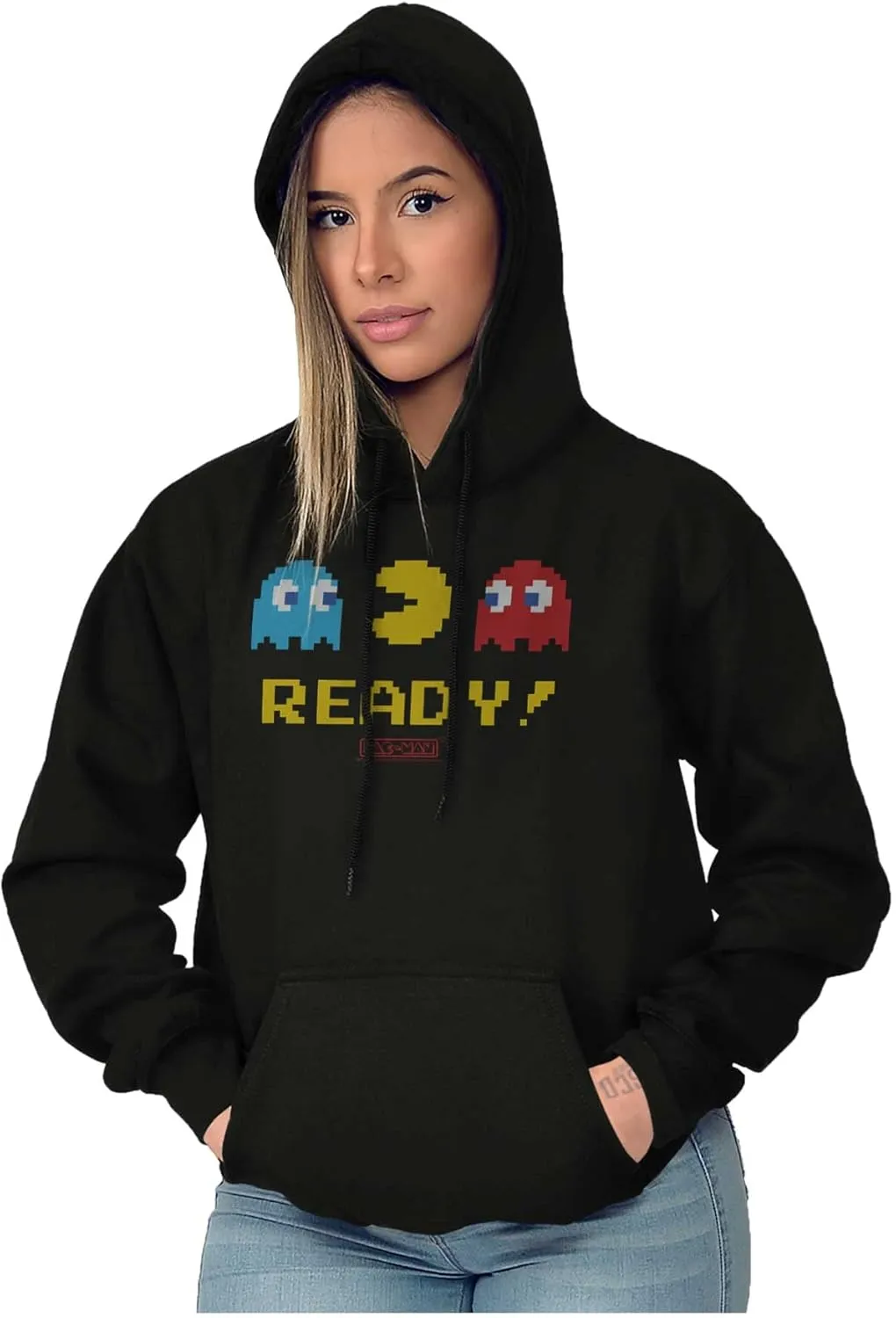 Brisco Brands PACMAN 1980s Vintage Video Game Hoodie Sweatshirt Women Men