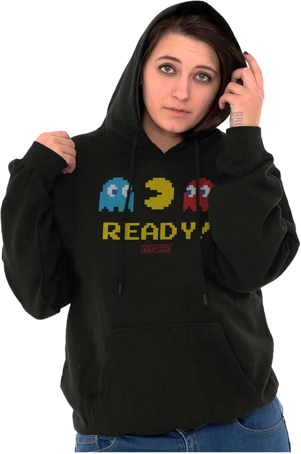 Brisco Brands PACMAN 1980s Vintage Video Game Hoodie Sweatshirt Women Men