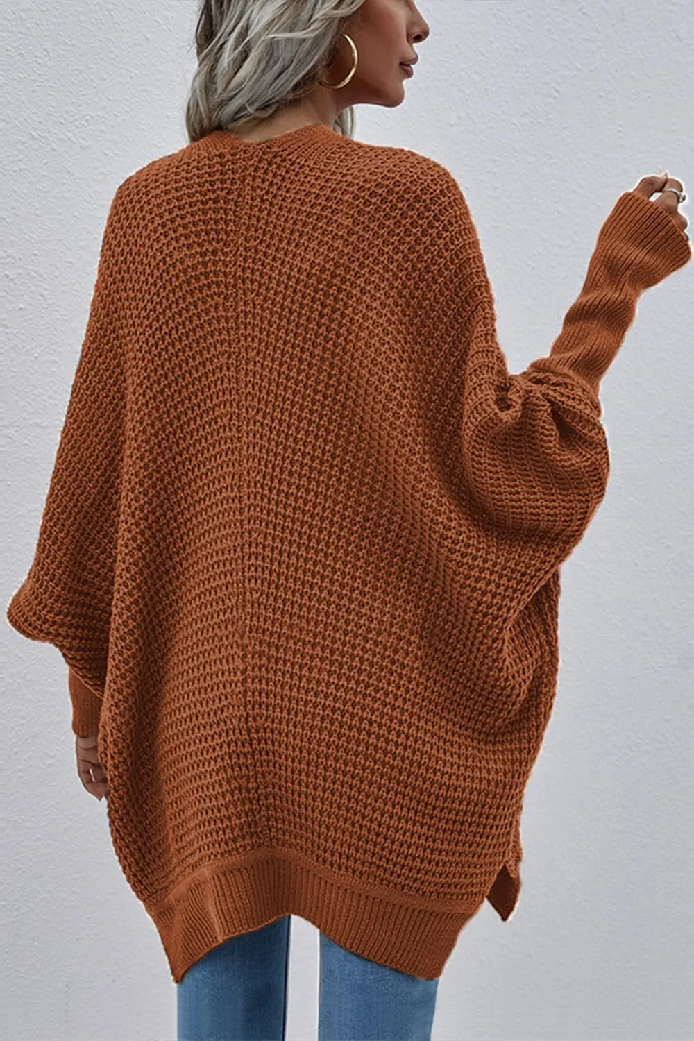 Bsicspace Womens Open Front Cardigan Sweaters Dressy Waffle Knit Casual Lightweight Oversized Womens Cardigan Soft Outerwear