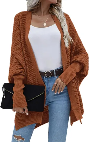Bsicspace Womens Open Front Cardigan Sweaters Dressy Waffle Knit Casual Lightweight Oversized Womens Cardigan Soft Outerwear