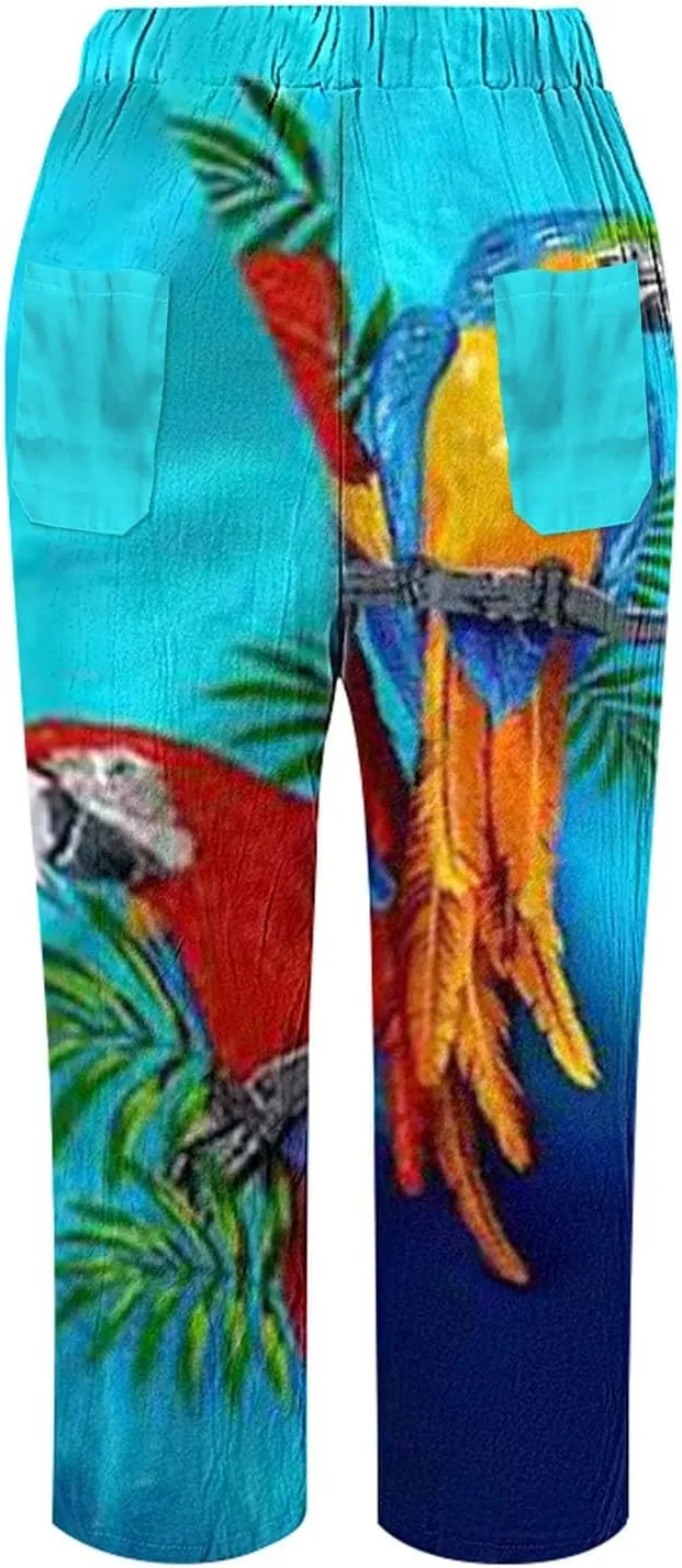 Capri Pants for Women Casual Drawstring Pants Beach Clothes Resort Wear for Women 2025 Yoga