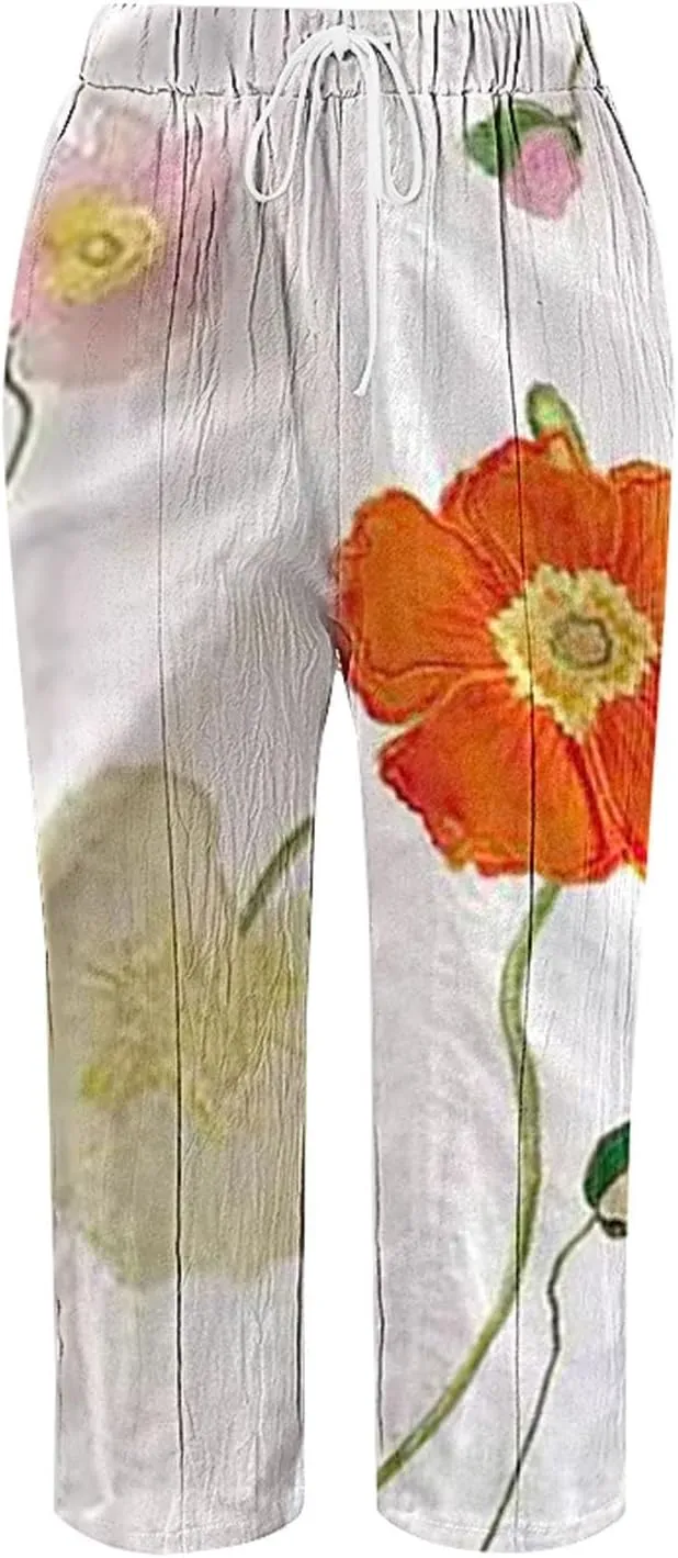 Capri Pants for Women Casual Drawstring Pants Beach Clothes Resort Wear for Women 2025 Yoga