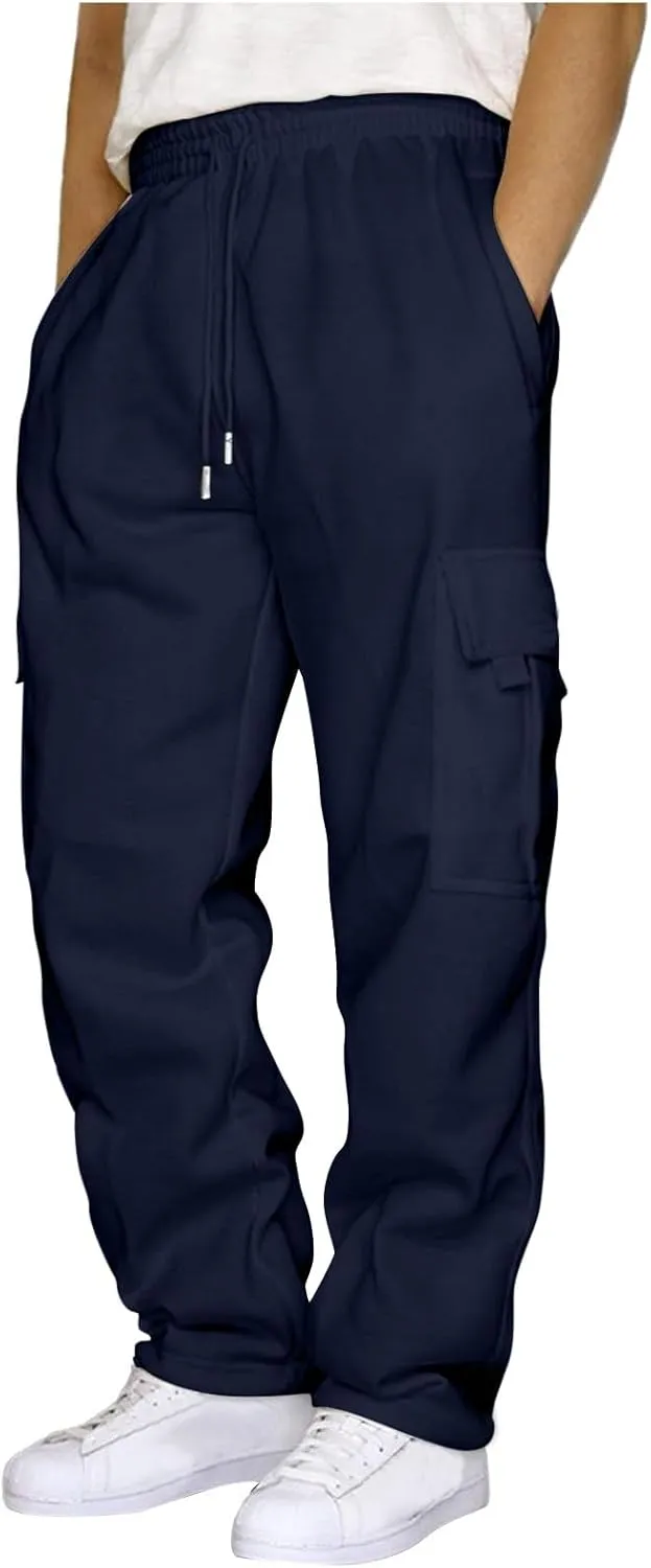 Cargo Sweatpants for Men Casual Pocket Sport Work Casual Trouser Pants Trousers Comfort Multi-Pocket