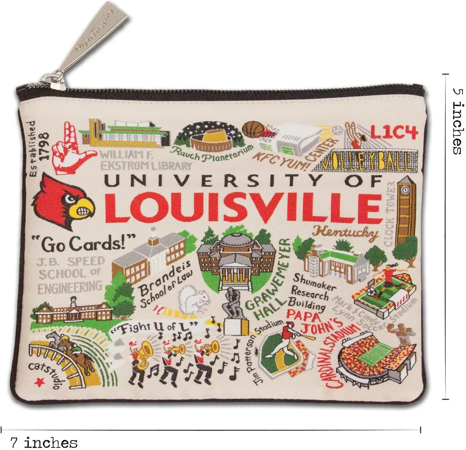 catstudio University of Louisville Collegiate Zipper Pouch Purse | Holds Your Phone, Coins, Makeup, Dog Treats, & Tech Tools