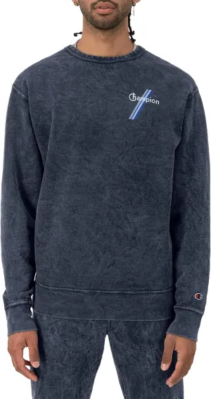 Champion Men's Sweatshirt, Mineral Dye Graphic Crewneck Sweatshirt, Men's Pullover Sweatshirt
