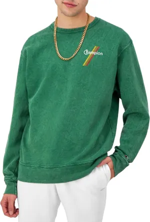 Champion Men's Sweatshirt, Mineral Dye Graphic Crewneck Sweatshirt, Men's Pullover Sweatshirt
