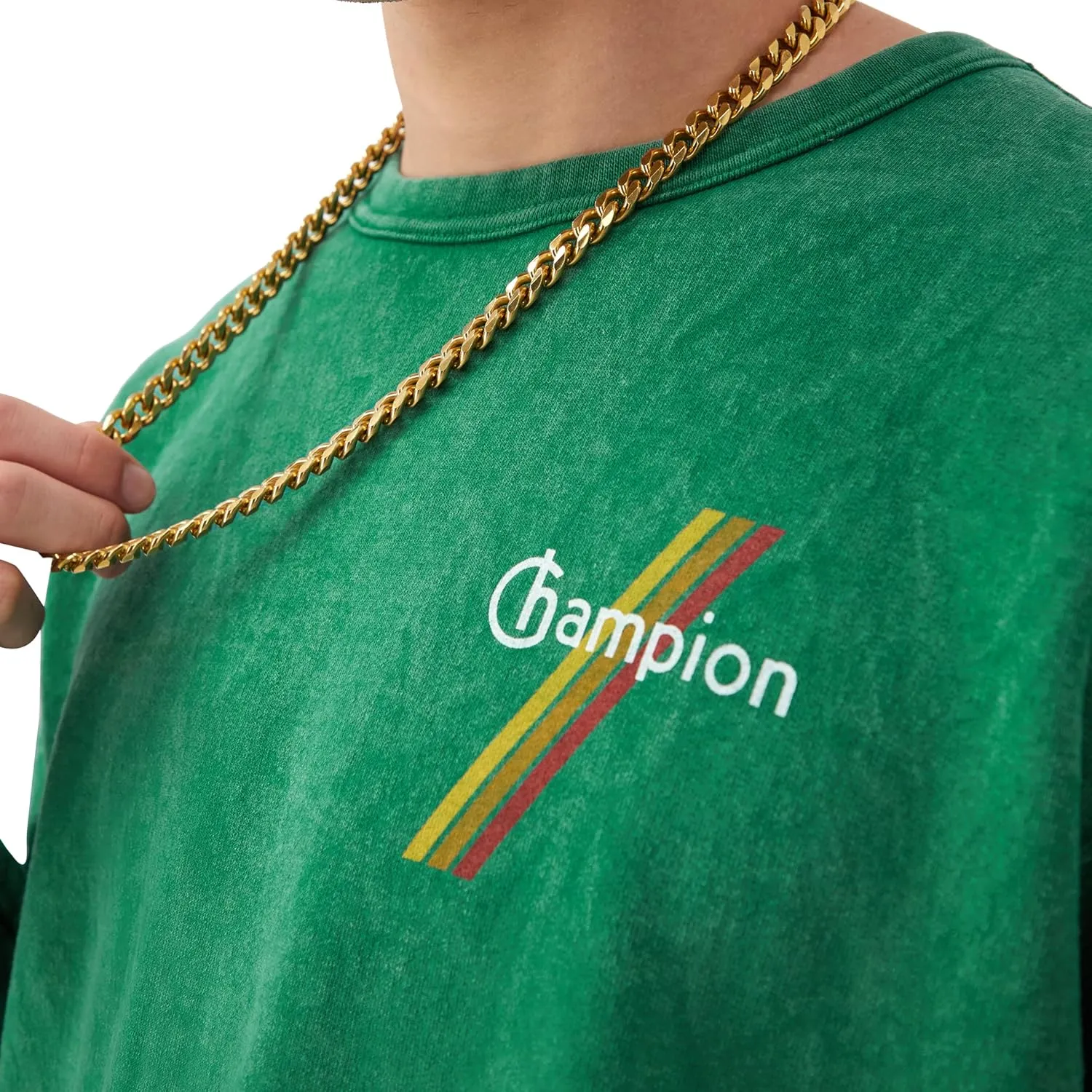 Champion Men's Sweatshirt, Mineral Dye Graphic Crewneck Sweatshirt, Men's Pullover Sweatshirt
