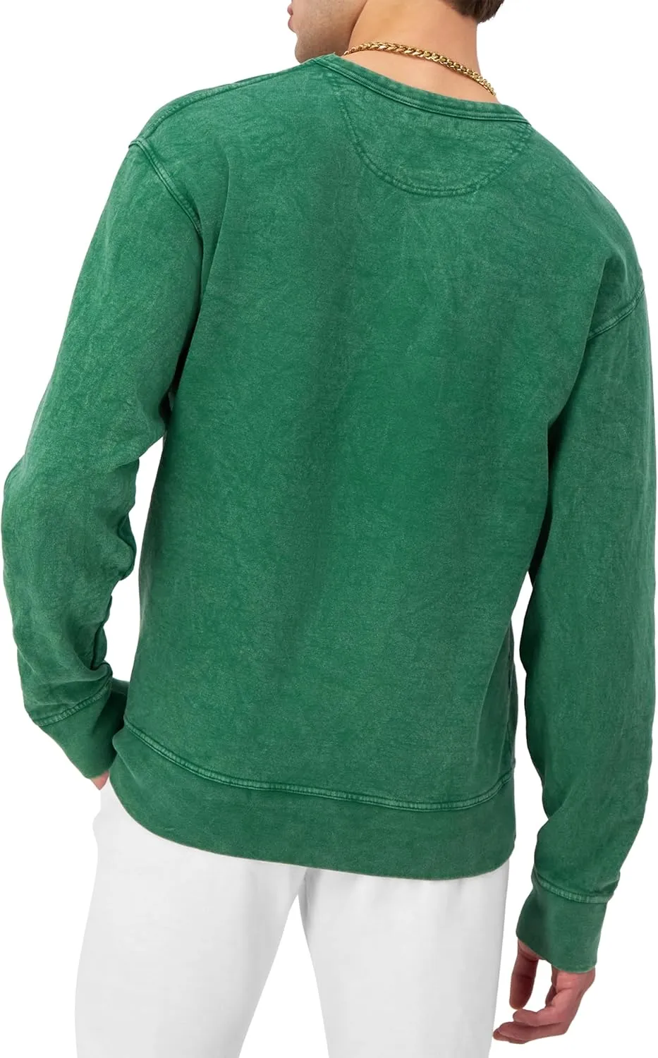Champion Men's Sweatshirt, Mineral Dye Graphic Crewneck Sweatshirt, Men's Pullover Sweatshirt