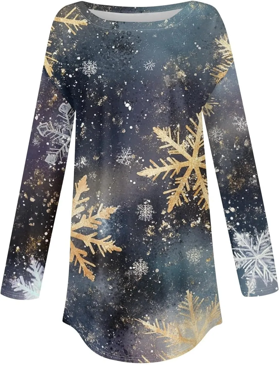 Christmas Shirts for Women 2024 Plus Size Funny Xmas Print Long Sleeve Tunic Tops Cute Casual Fall Winter Sweatshirts