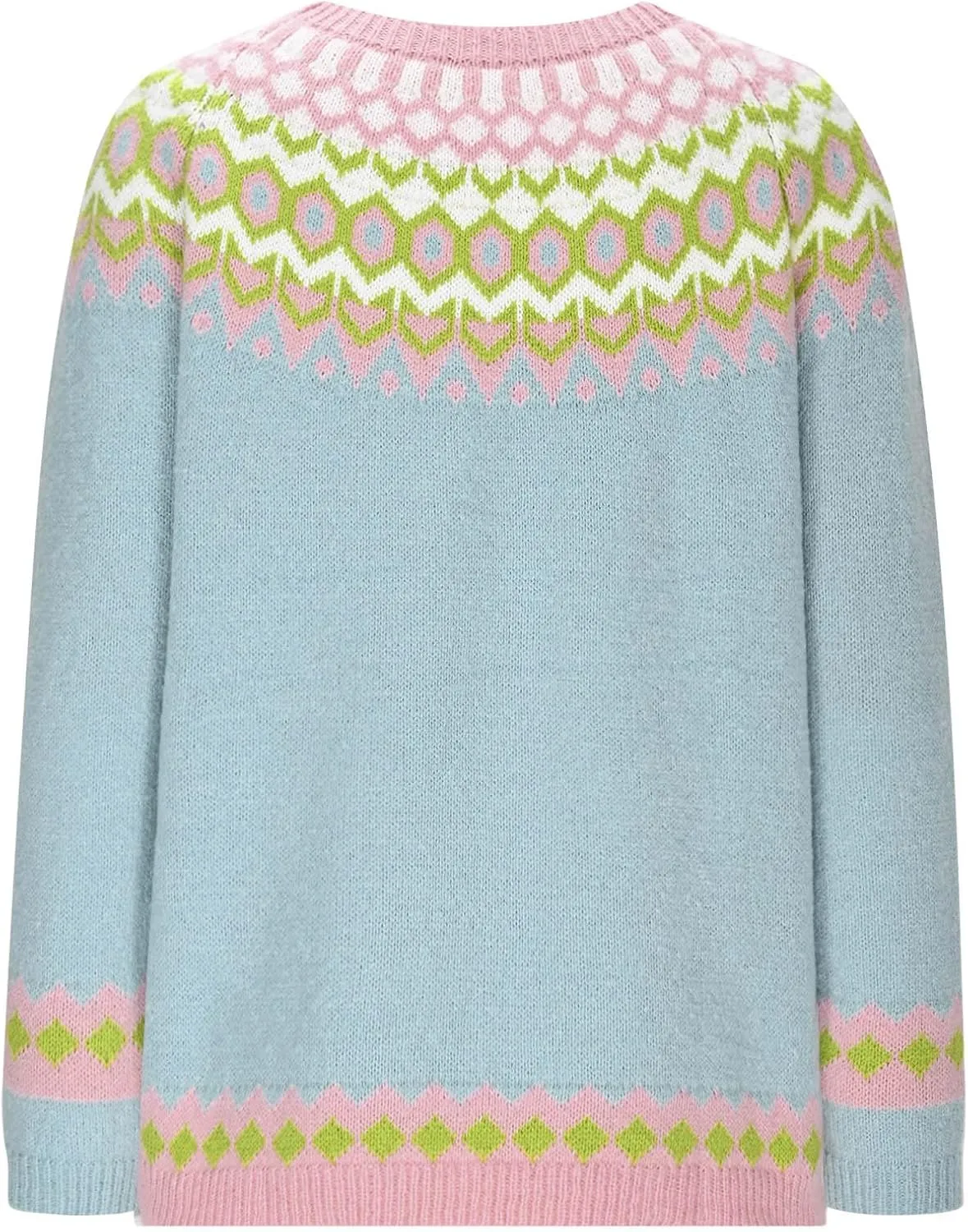 Crewneck Sweaters for Women Cable Knit Fair Isle Embroidery Tops Winter Spring Long Sleeve Loose Sweater Pullover