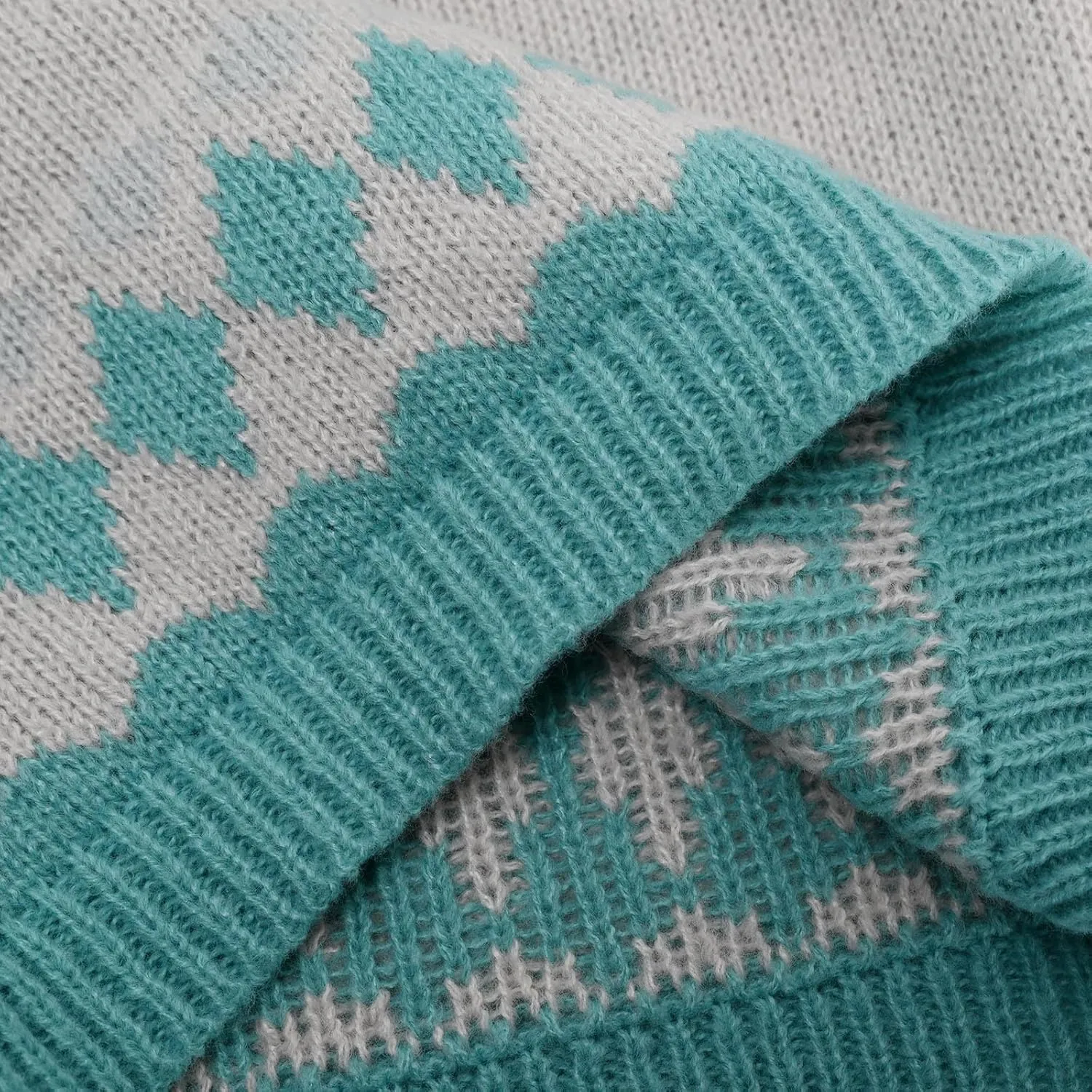 Crewneck Sweaters for Women Cable Knit Fair Isle Embroidery Tops Winter Spring Long Sleeve Loose Sweater Pullover