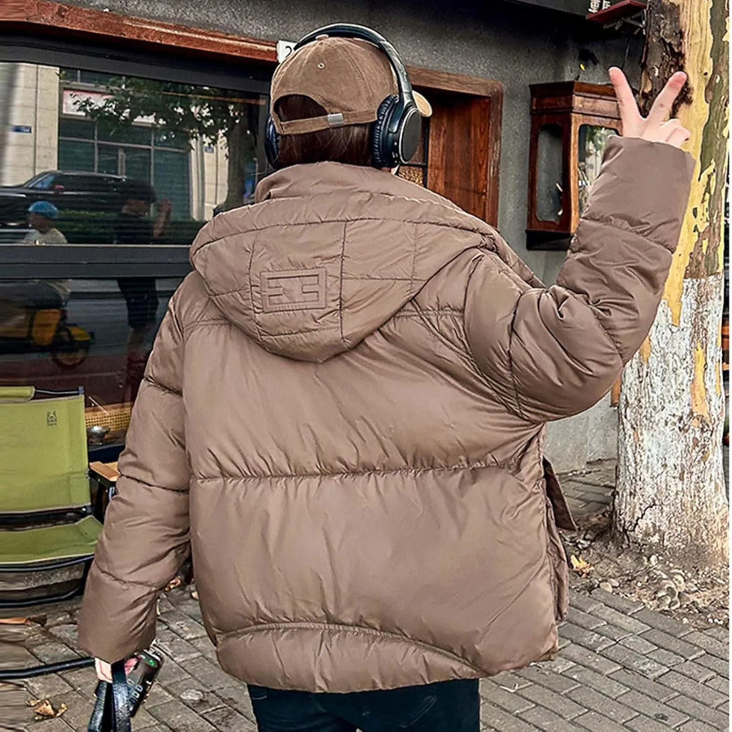 Cropped Puffer Down Jackets for Women Thermal Baggy Long Sleeve Padded Coats Teen Girls Hooded Thicken Bubble Jackets