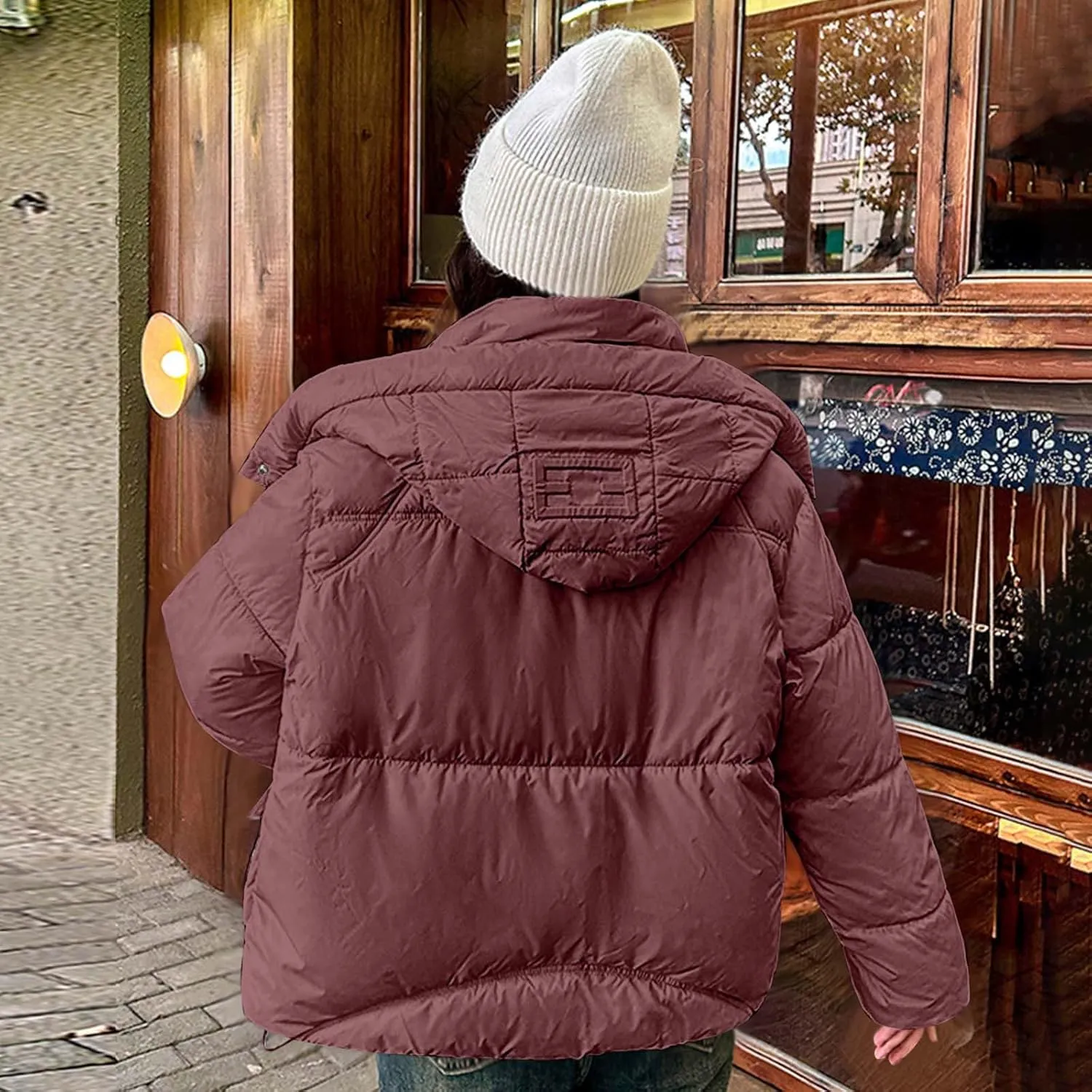 Cropped Puffer Down Jackets for Women Thermal Baggy Long Sleeve Padded Coats Teen Girls Hooded Thicken Bubble Jackets
