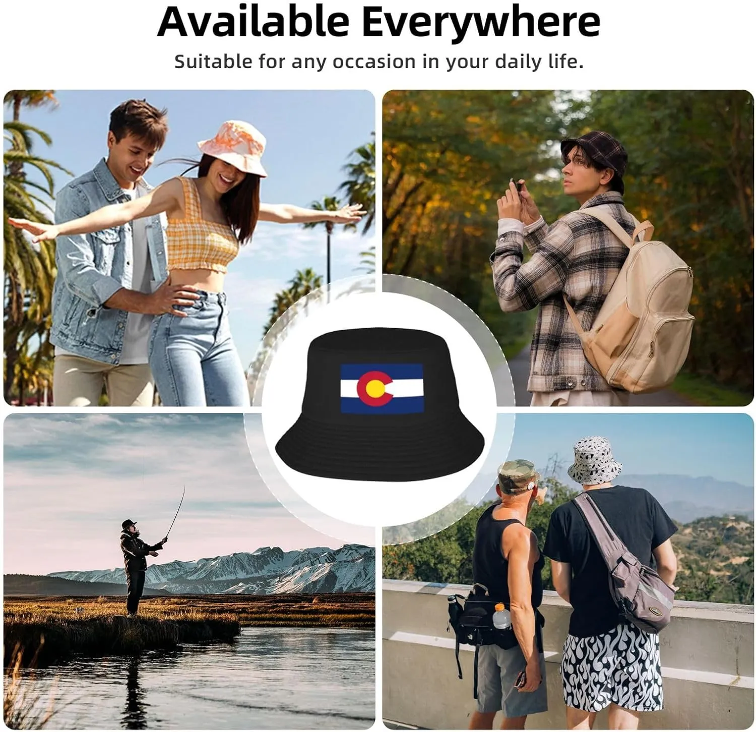 Cute States Flag Print Adult Hat Women Men Unisex Reversible Bucket Hat