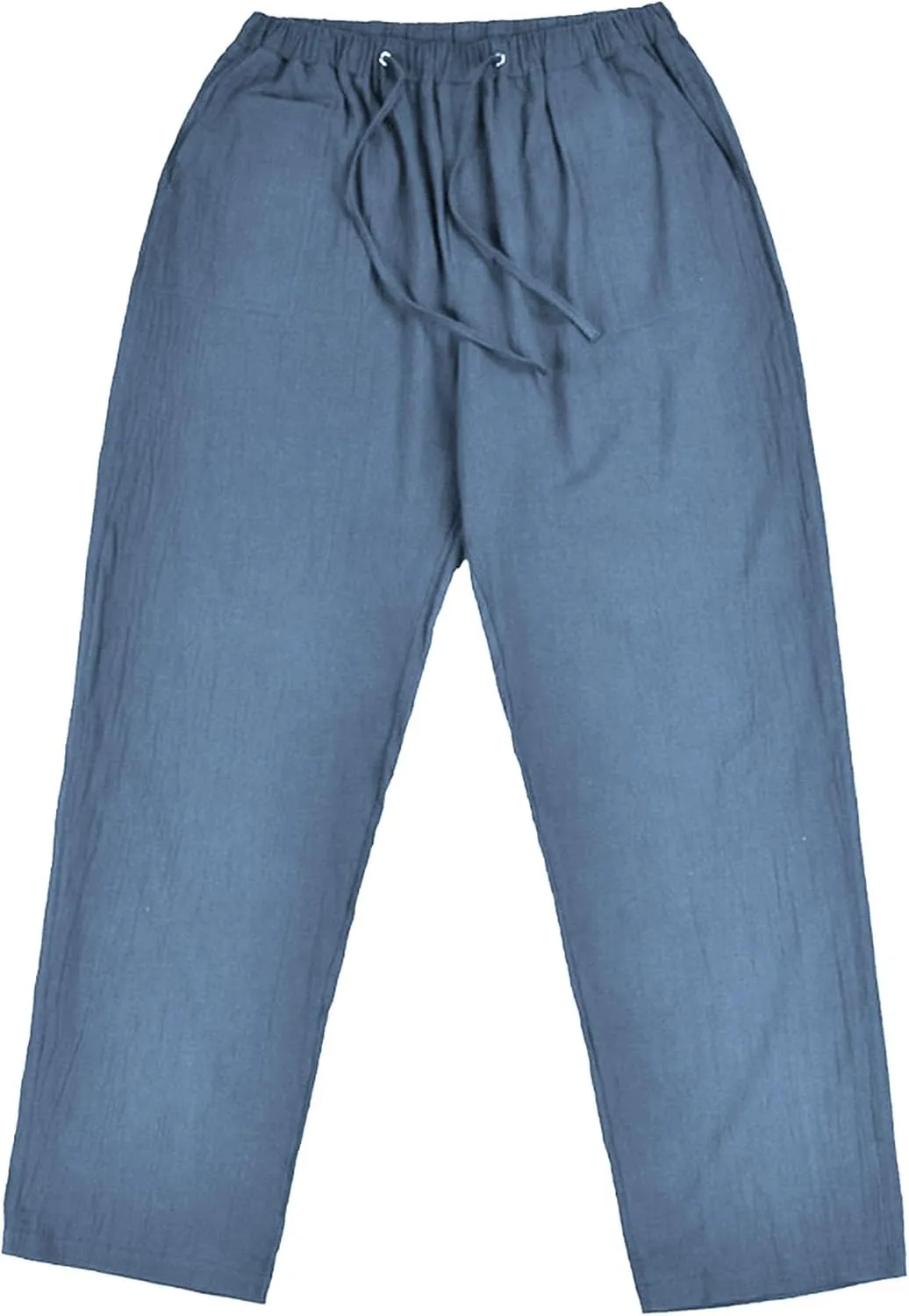 DGHM-JLMY Mens Lightweight Breathable Linen Trousers Casual Elastic Waist Beach Pants Solid Color Sports Pant with Pockets