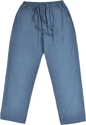 DGHM-JLMY Mens Lightweight Breathable Linen Trousers Casual Elastic Waist Beach Pants Solid Color Sports Pant with Pockets