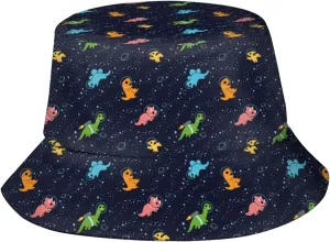 Dinosaur Bucket Hats for Women Fisherman Hat Travel Beach Sun Hat Reversible Unisex Cap