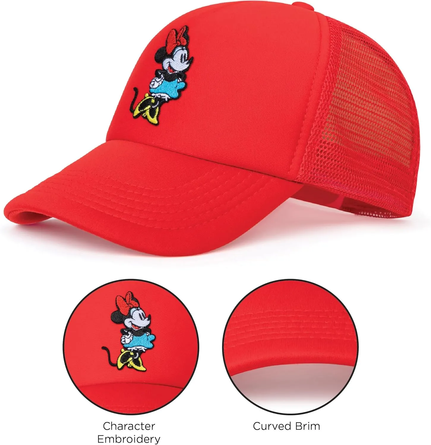 Disney Adult Trucker Hat, Minnie Mouse Mesh Snapback Baseball Cap