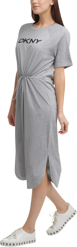 DKNY Women's Logo Midi Crewneck Dress