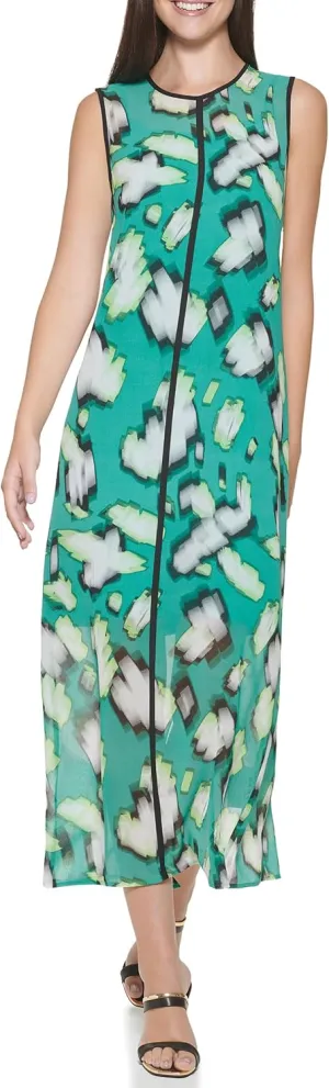 DKNY Women's Partially Lined Zip-Closure Midi Dress
