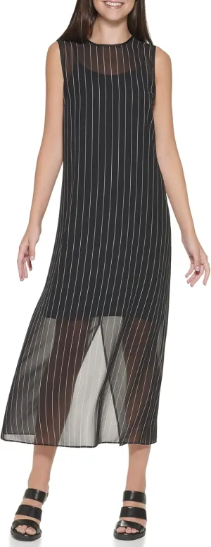 DKNY Women's Partially Lined Zip-Closure Midi Dress