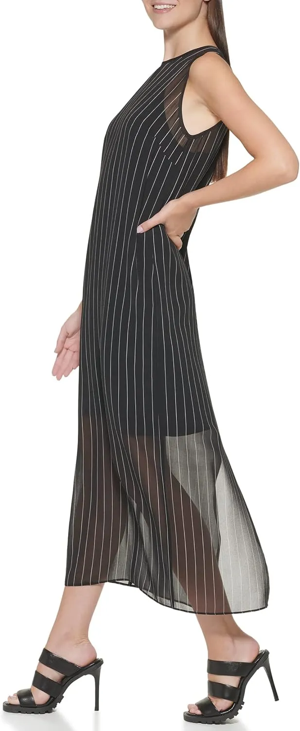 DKNY Women's Partially Lined Zip-Closure Midi Dress
