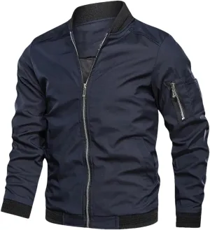 Fnfmrfmr Men's Casual Motorcycle Jacket Lightweight Sportswear Windbreaker Zip Up Coat With Pocket