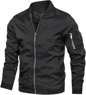 Fnfmrfmr Men's Casual Motorcycle Jacket Lightweight Sportswear Windbreaker Zip Up Coat With Pocket