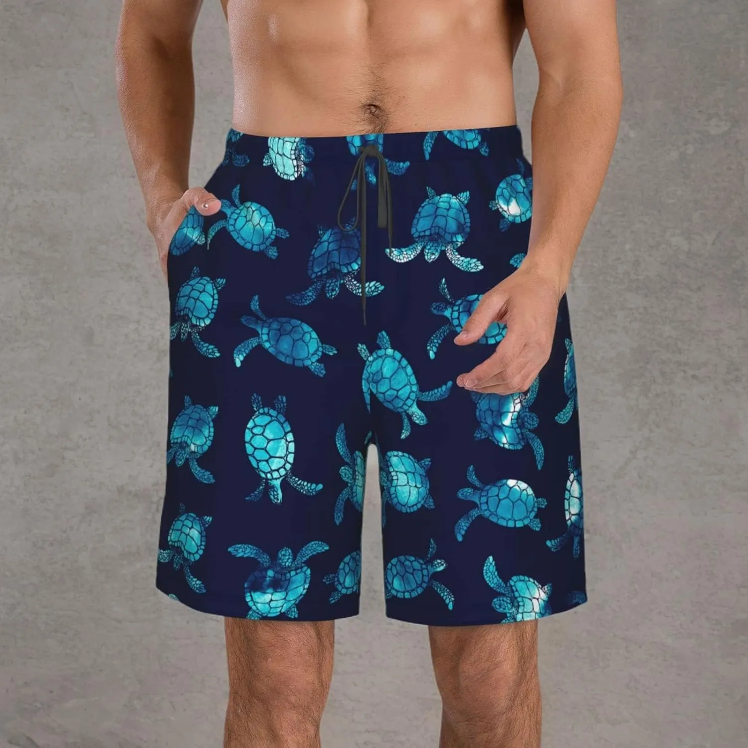 FREEHOTU Men's Swim Trunks Beach Board Shorts Quick Dry Swimwear Sports with Pockets