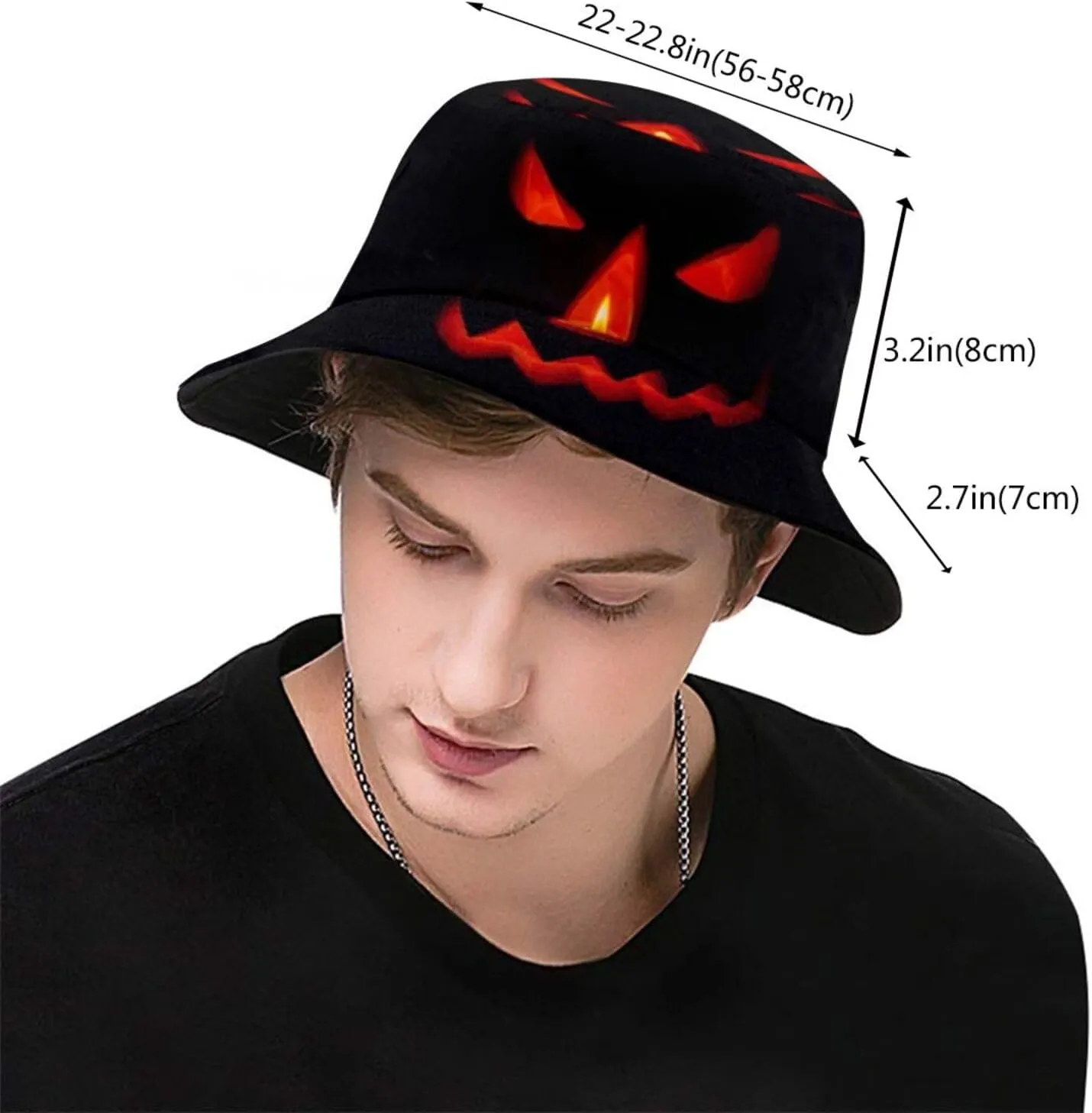Funny Halloween Cute Fall Pumpkin Face Orange Bucket Hats for Women Men Outdoor Fisherman Sun Cap