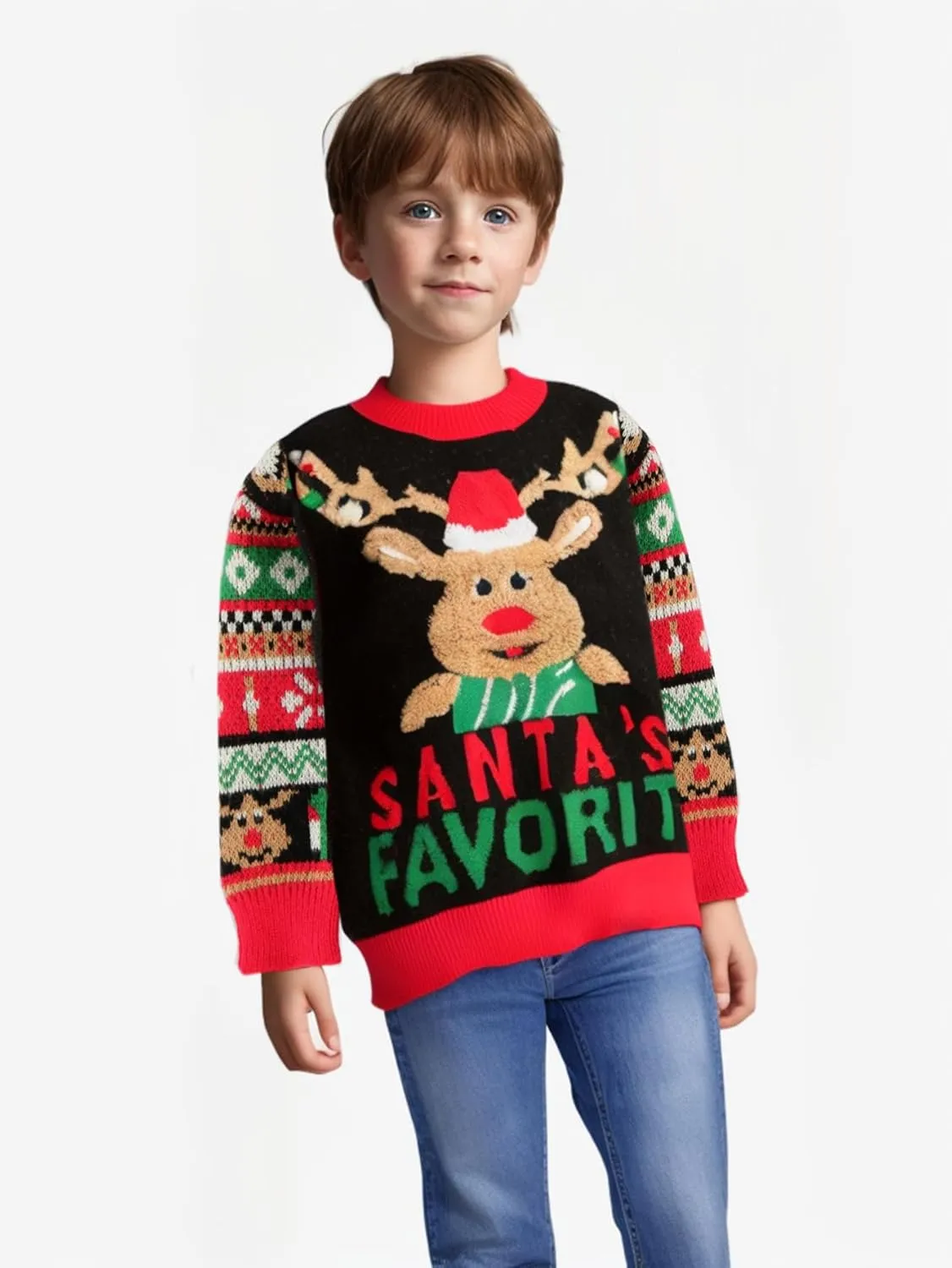 IFFEI Ugly Christmas Sweater for Women Men Kids Cute Family Matching Pullover Knit Jumpers for Holiday Party