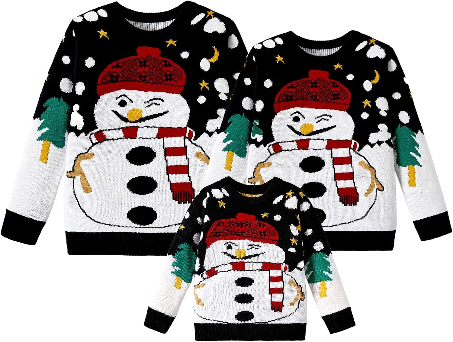IFFEI Ugly Christmas Sweater for Women Men Kids Cute Family Matching Pullover Knit Jumpers for Holiday Party