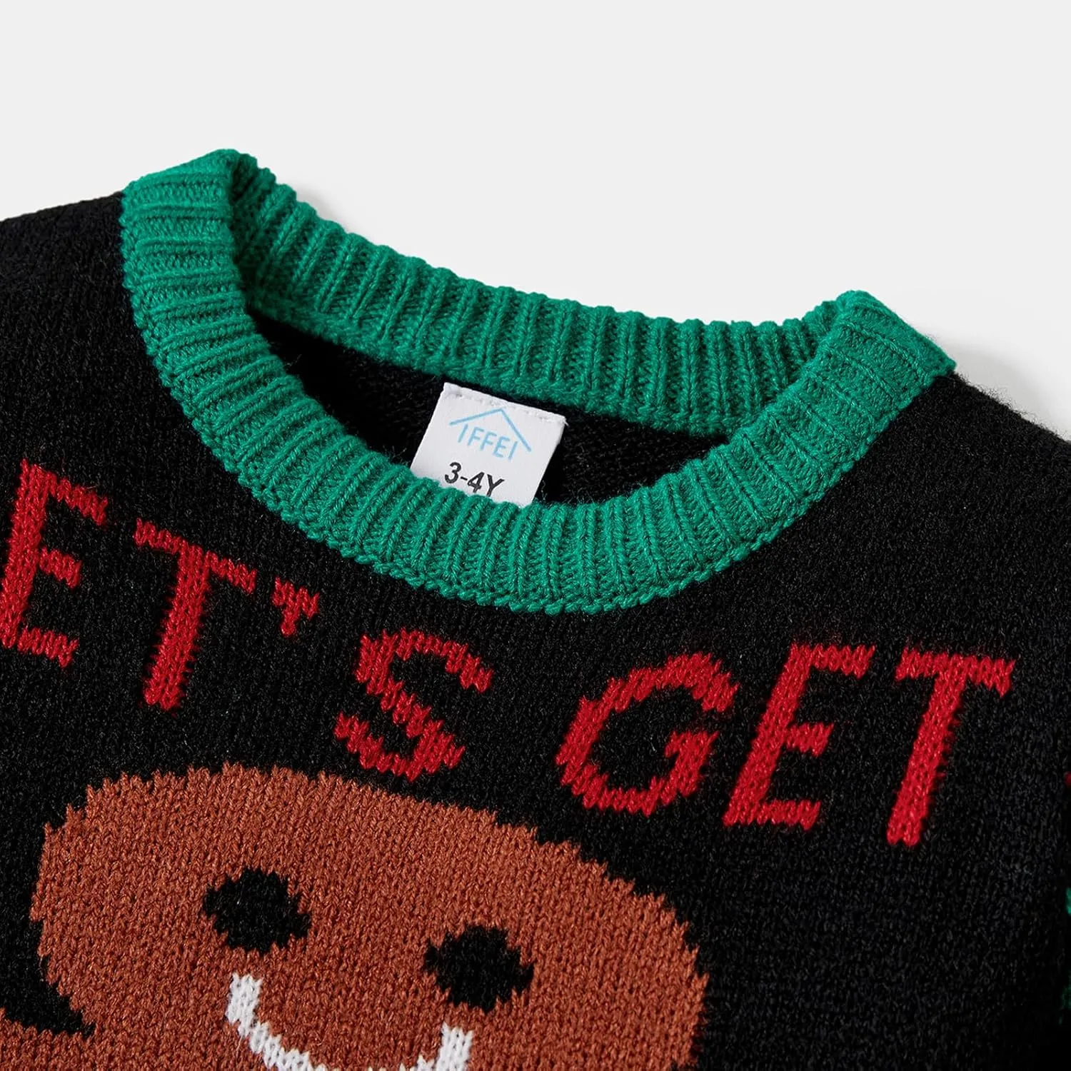 IFFEI Ugly Christmas Sweater for Women Men Kids Cute Family Matching Pullover Knit Jumpers for Holiday Party