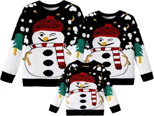 IFFEI Ugly Christmas Sweater for Women Men Kids Cute Family Matching Pullover Knit Jumpers for Holiday Party