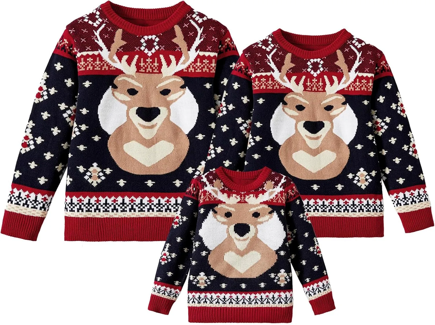 IFFEI Ugly Christmas Sweater for Women Men Kids Cute Family Matching Pullover Knit Jumpers for Holiday Party
