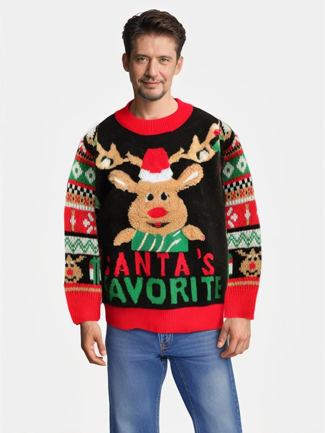 IFFEI Ugly Christmas Sweater for Women Men Kids Cute Family Matching Pullover Knit Jumpers for Holiday Party